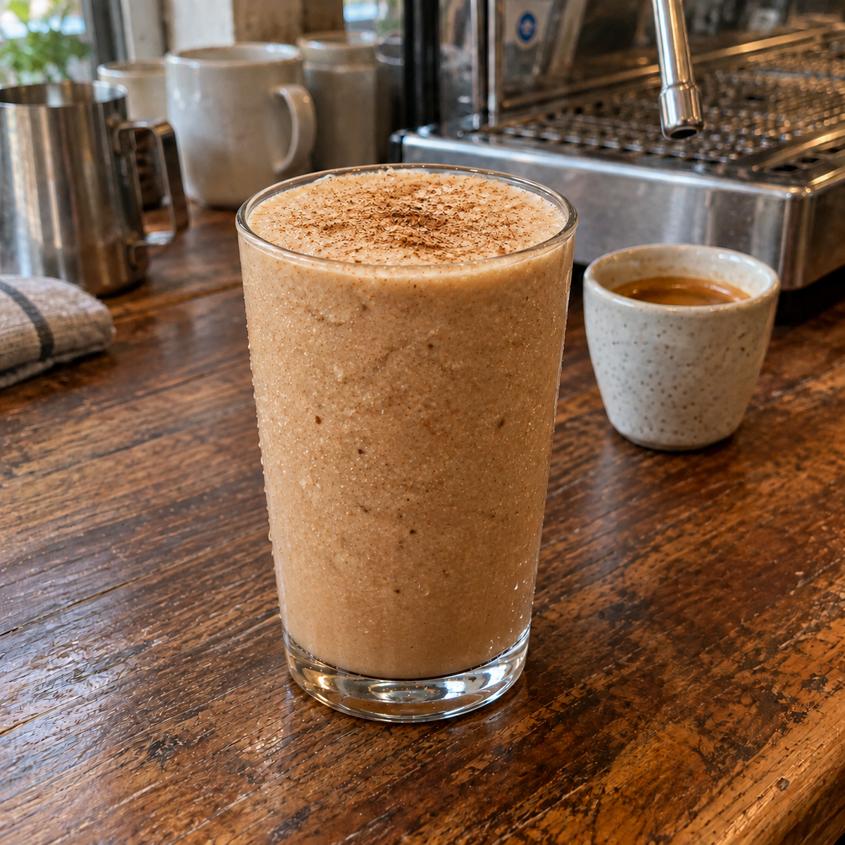 Gingerbread Coffee Freeze with a smooth blended chai and espresso texture and cinnamon finish